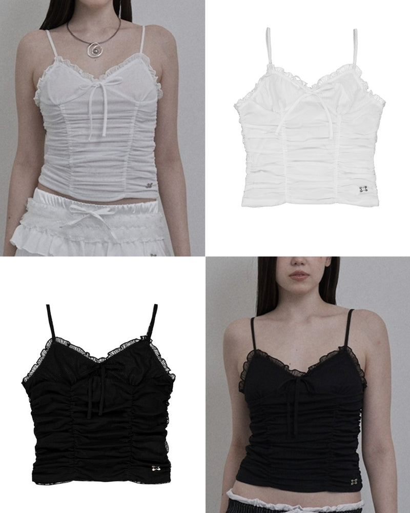 【SETUP‐EXE】MESH SHIRRING SLEEVELESS