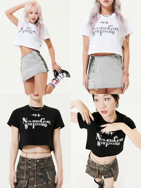 【HOLY NUMBER 7】Girl's hip-hop CROP T-SHIRTS / 【ホーリーナンバーセブン】ガールズヒップホップクロップ半袖Tシャツ