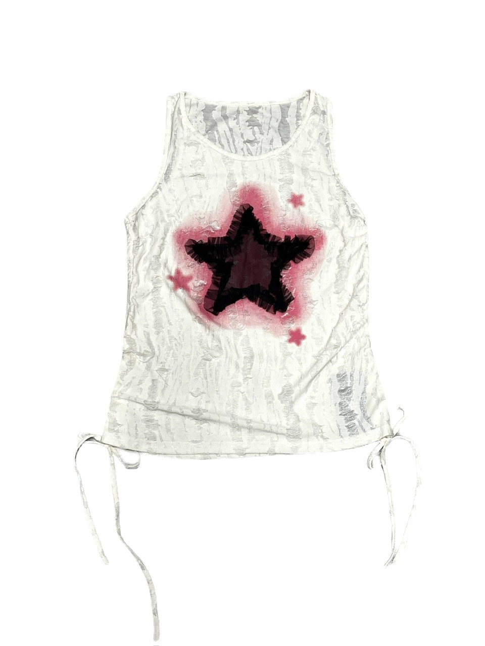 受注制【Never mind the XU】star damage sleeveless (2color)