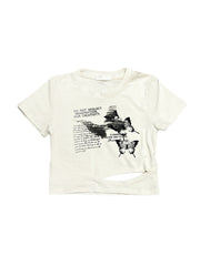 【Never mind the XU】butterfly print cropped tee (3color)