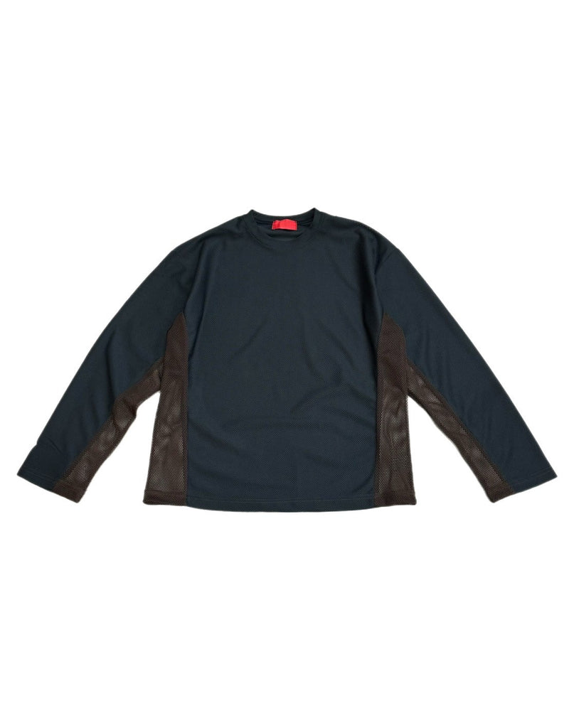 受注制【Chikashitsu +】side pattern mesh long sleeve