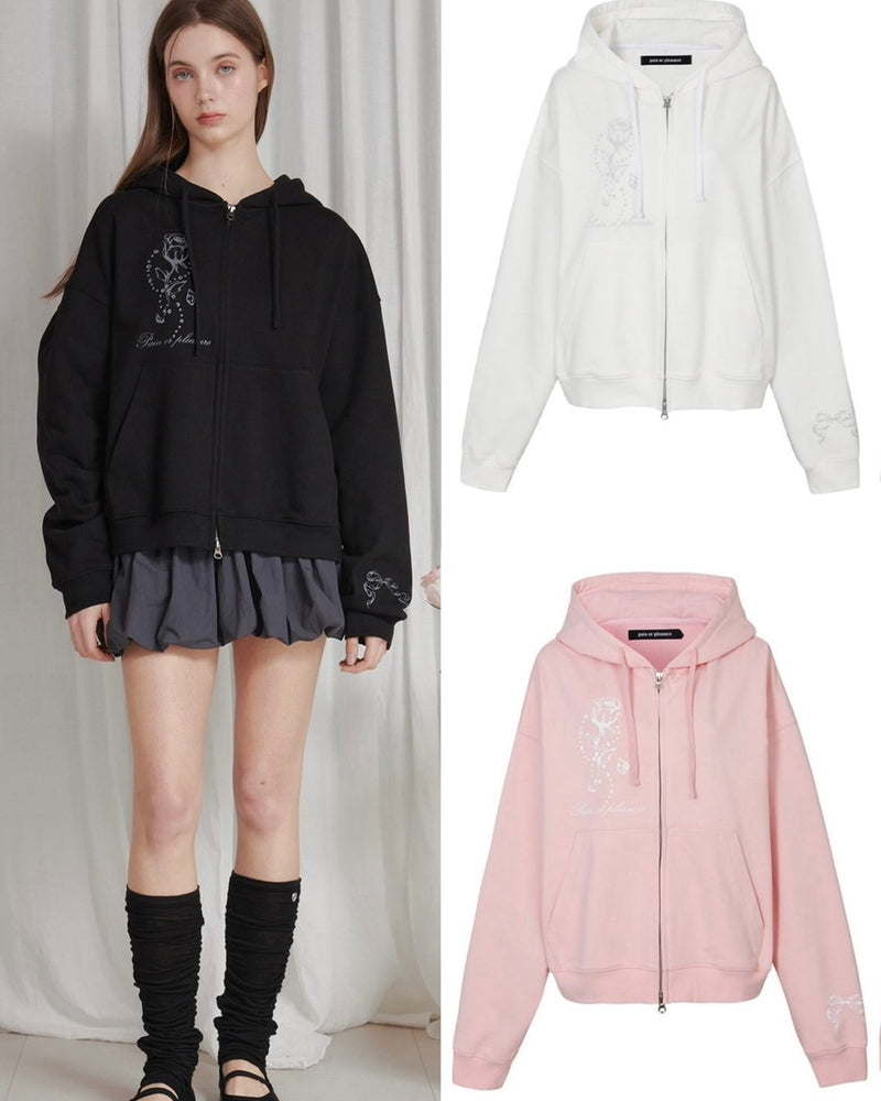 【PAIN OR PLEASURE】ROSE 2WAY HOOD ZIP UP