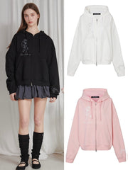 【PAIN OR PLEASURE】ROSE 2WAY HOOD ZIP UP