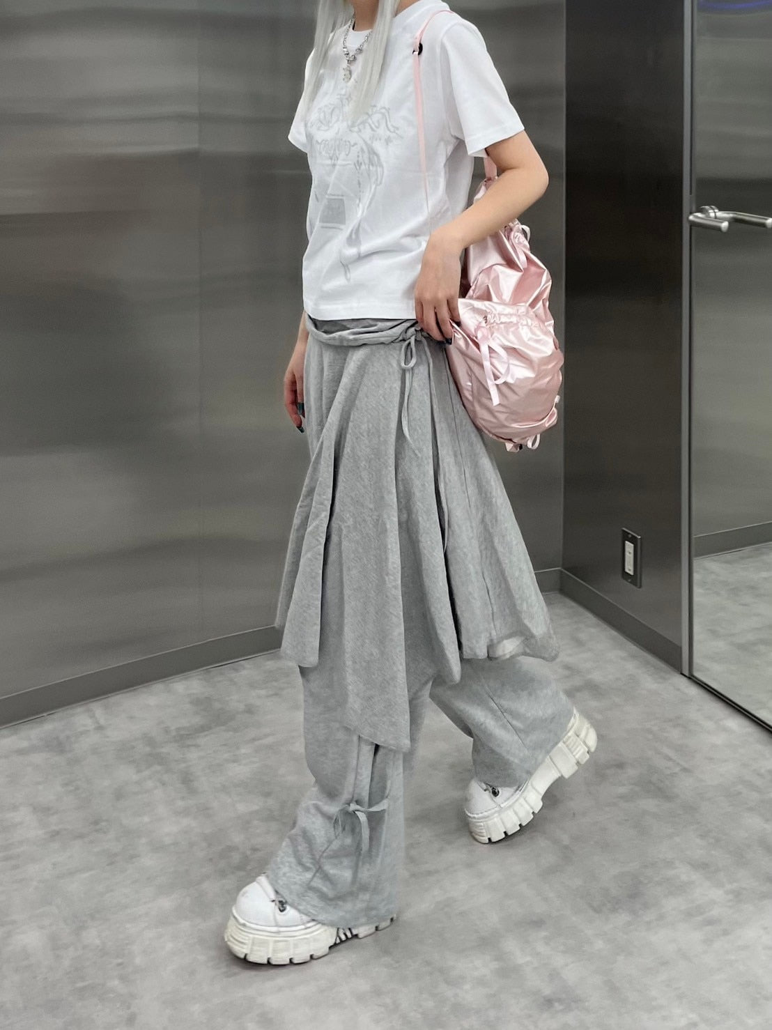 受注制【nmtc +】asymmetry midi skirt (2color)