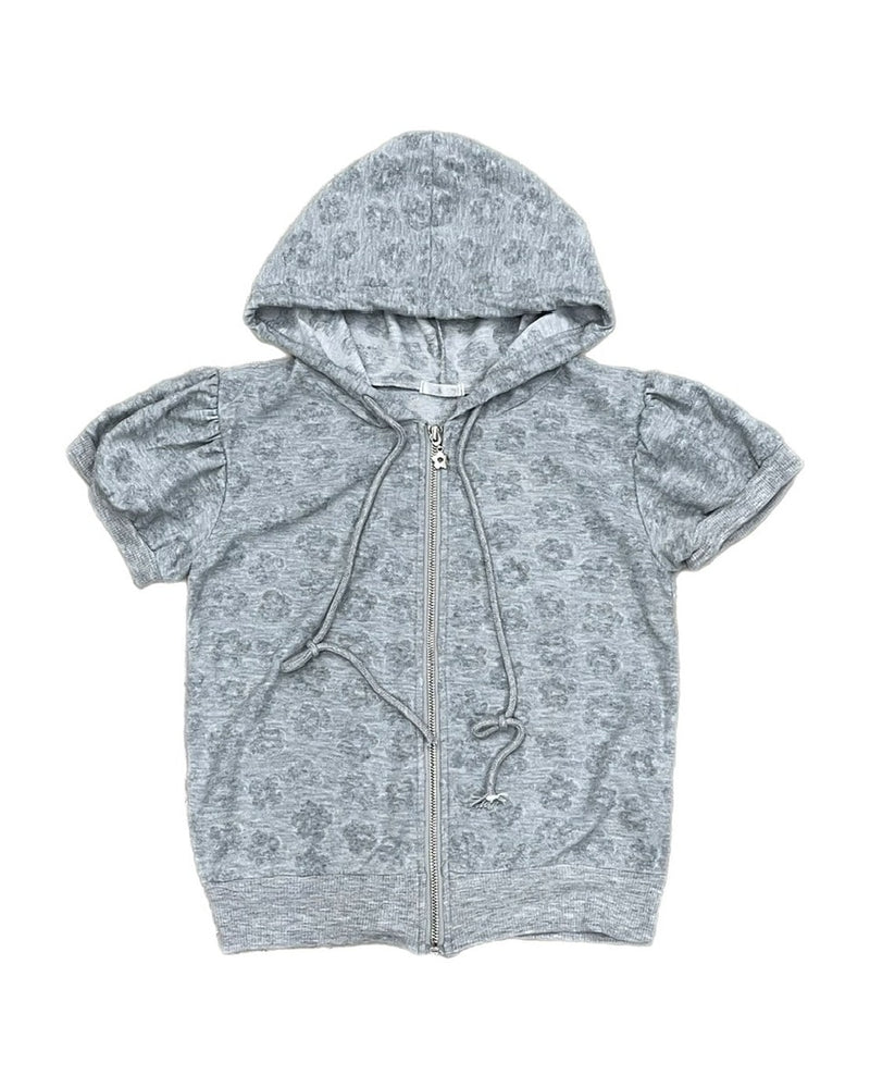 受注制【OaKS】flower pattern cropped zip hoodie (2color)