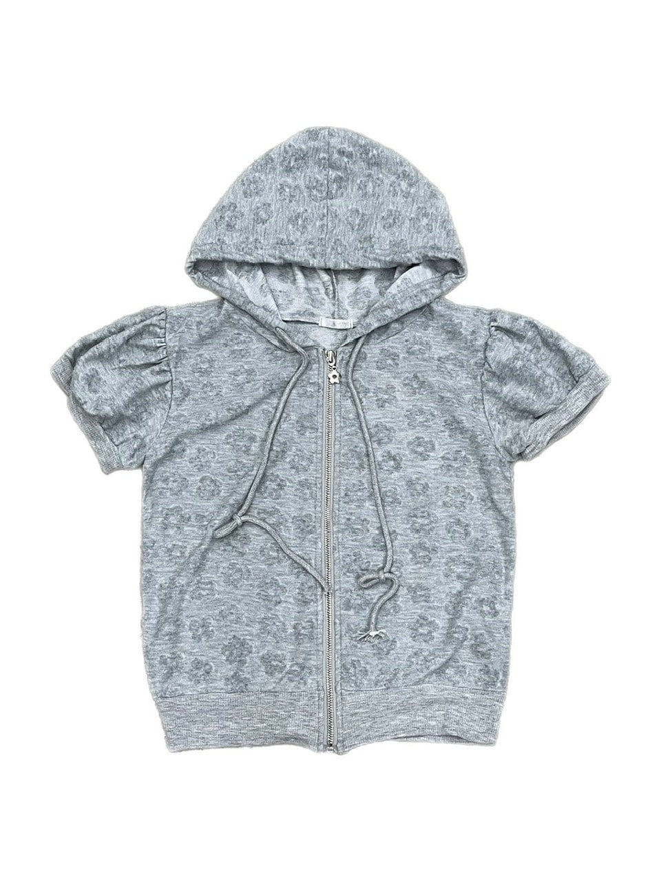 受注制【OaKS】flower pattern cropped zip hoodie (2color)