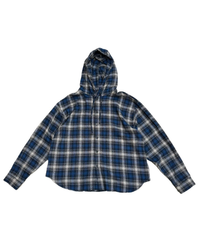 受注制【Chikashitsu +】glen check hooded shirt (2color) / 【チカシツプラス】グレンチェックフード長袖シャツ