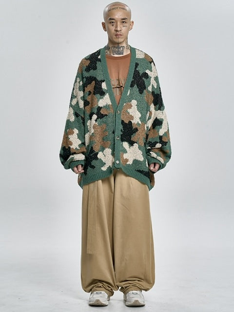 【AJOBYAJO】Teddy Bear Camouflage Cardigan