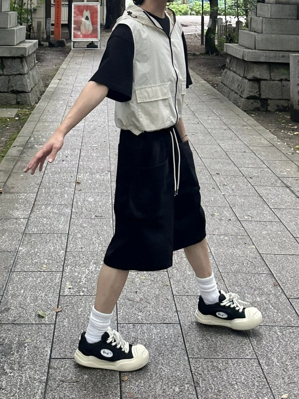 受注制【youll】nylon hooded vest (2color)