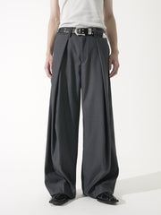 【CS】cross tuck drape slacks (charcoal)