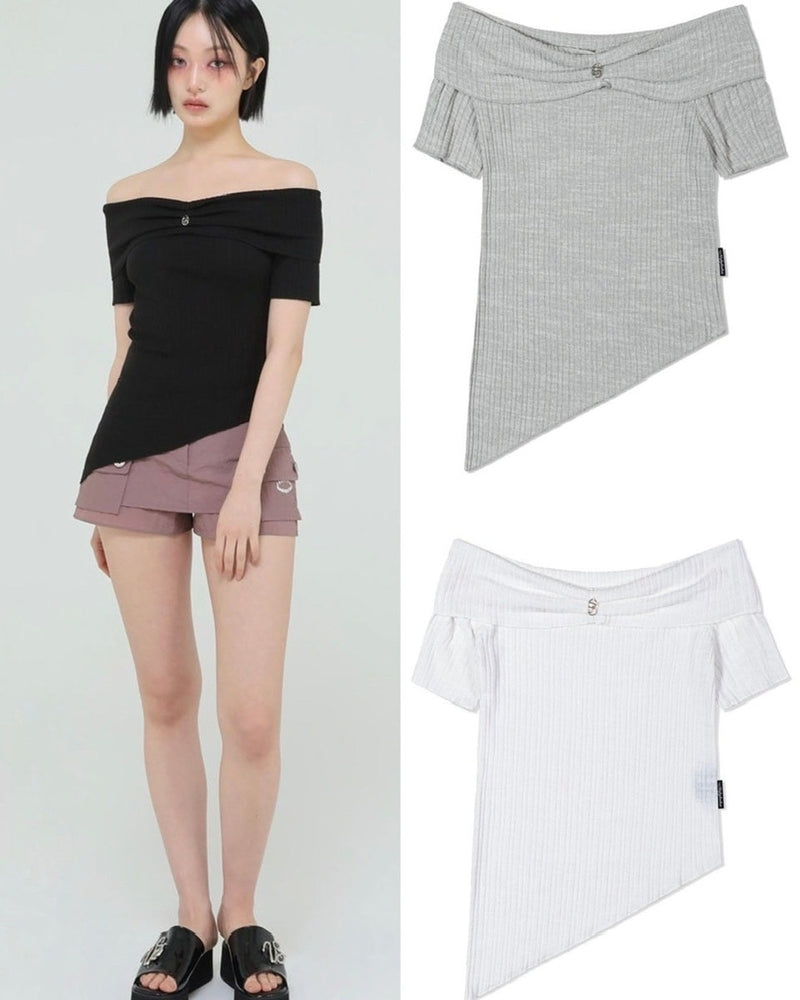 【Uglyshadow】UNBALANCED KNIT OFF SHOULDER