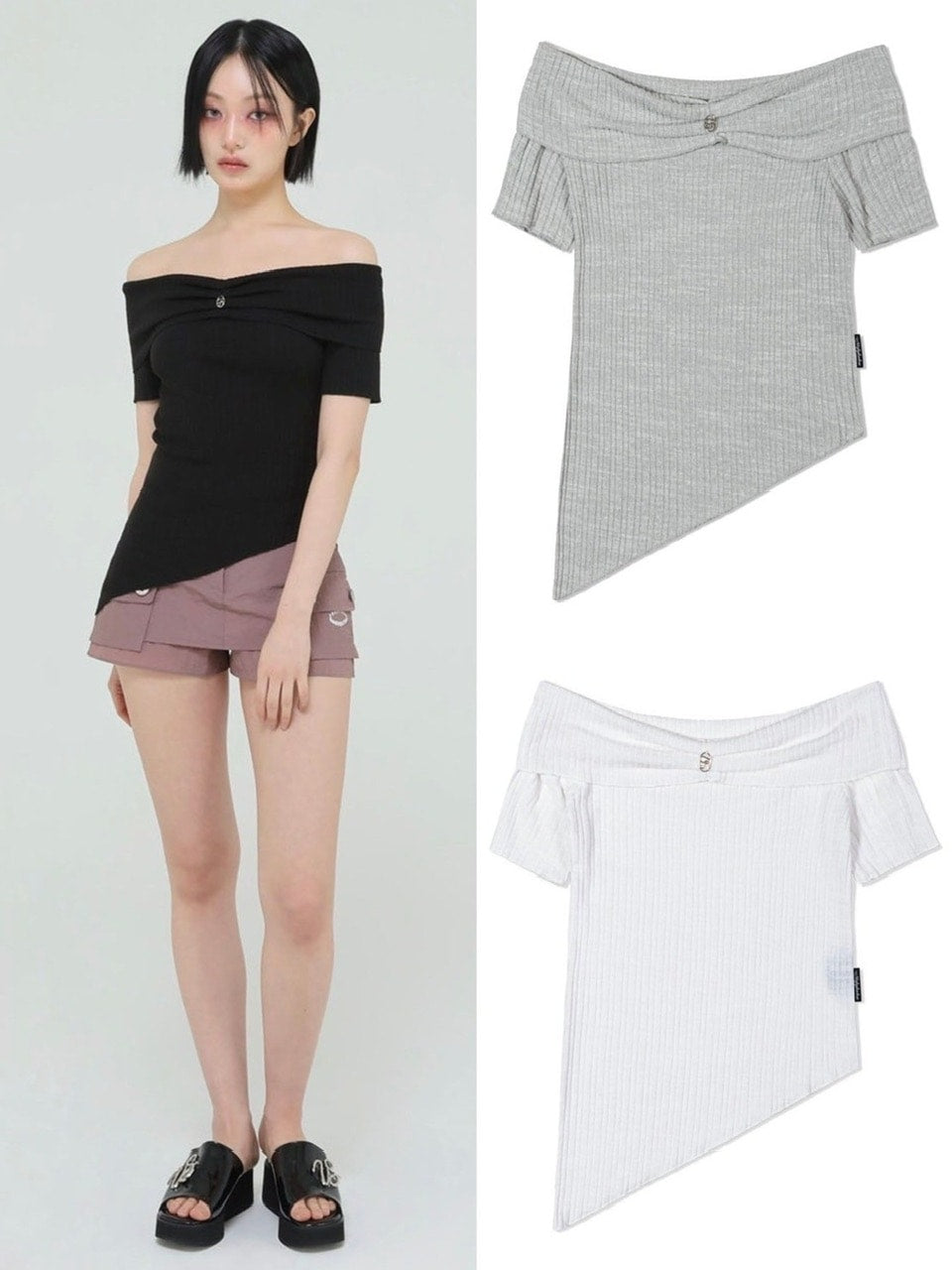 【Uglyshadow】UNBALANCED KNIT OFF SHOULDER