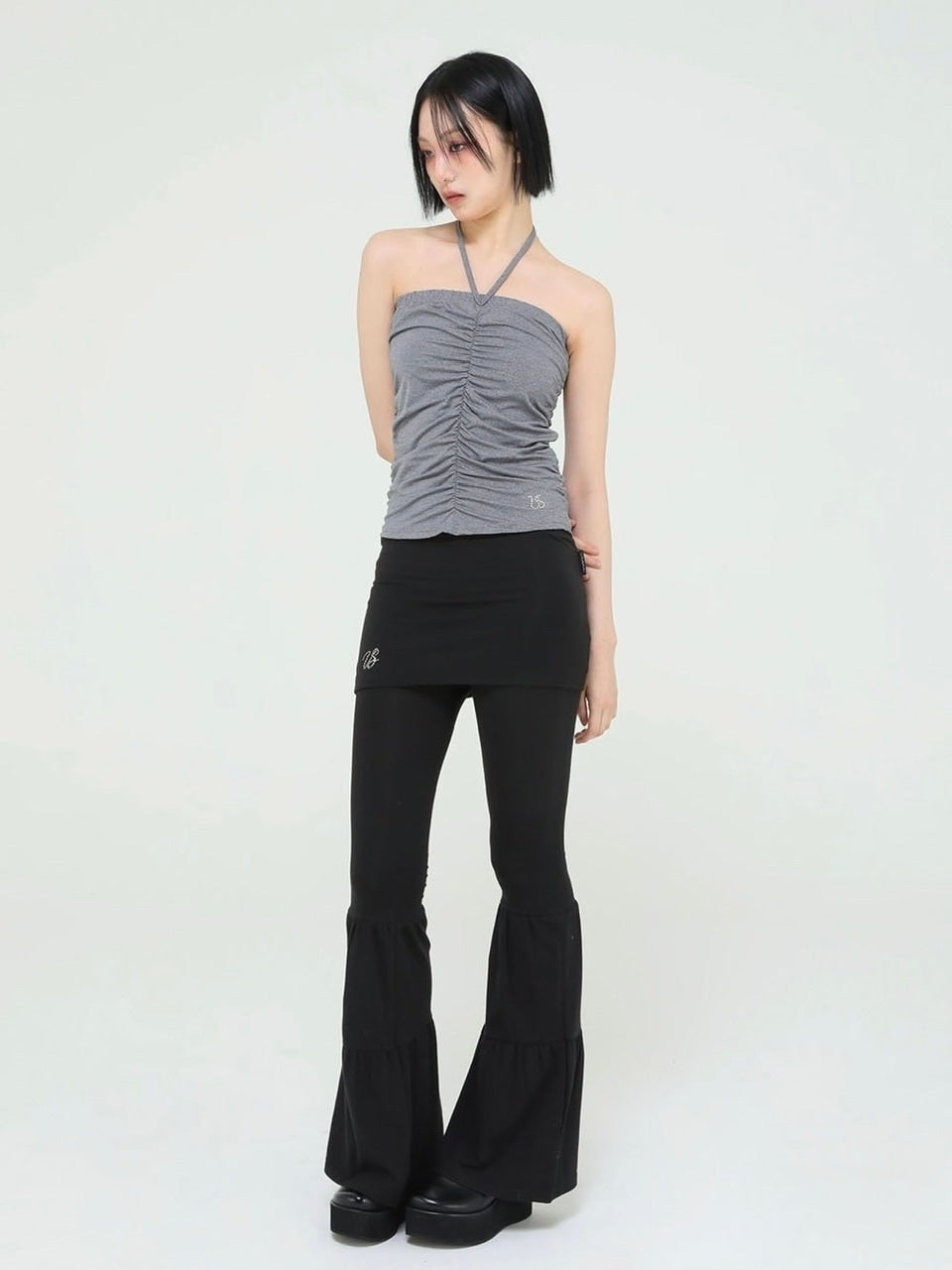 【Uglyshadow】BEADS SHIRRING TOP