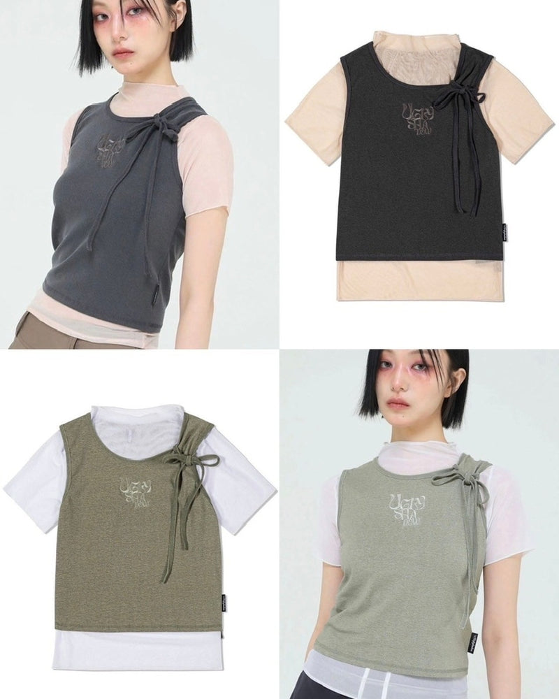【Uglyshadow】PIGMENT MASH SLEEVELESS SET