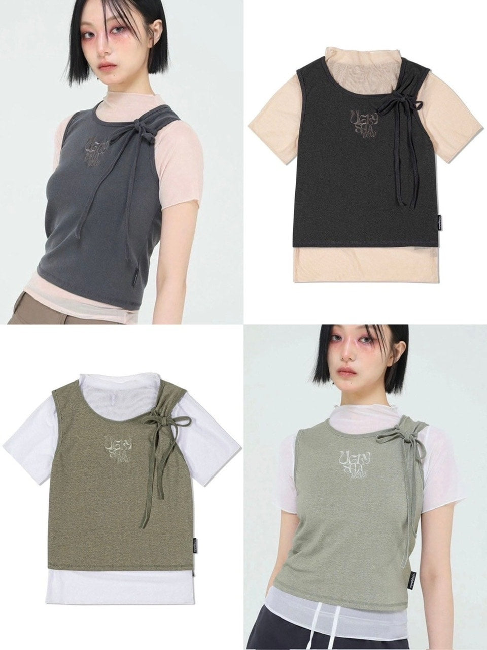 【Uglyshadow】PIGMENT MASH SLEEVELESS SET
