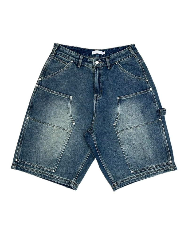 受注制【Chikashitsu +】studs design denim half pants (2color)
