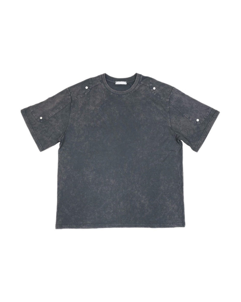 【Chikashitsu +】oversized pigment rivet t-shirt (2color)