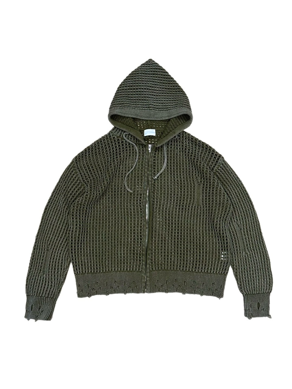 大阪店WEB限定受注制【Chikashitsu +】mesh zip damage hoodie (2color) / 【チカシツプラス】メッシュダメージジップアップ長袖パーカー
