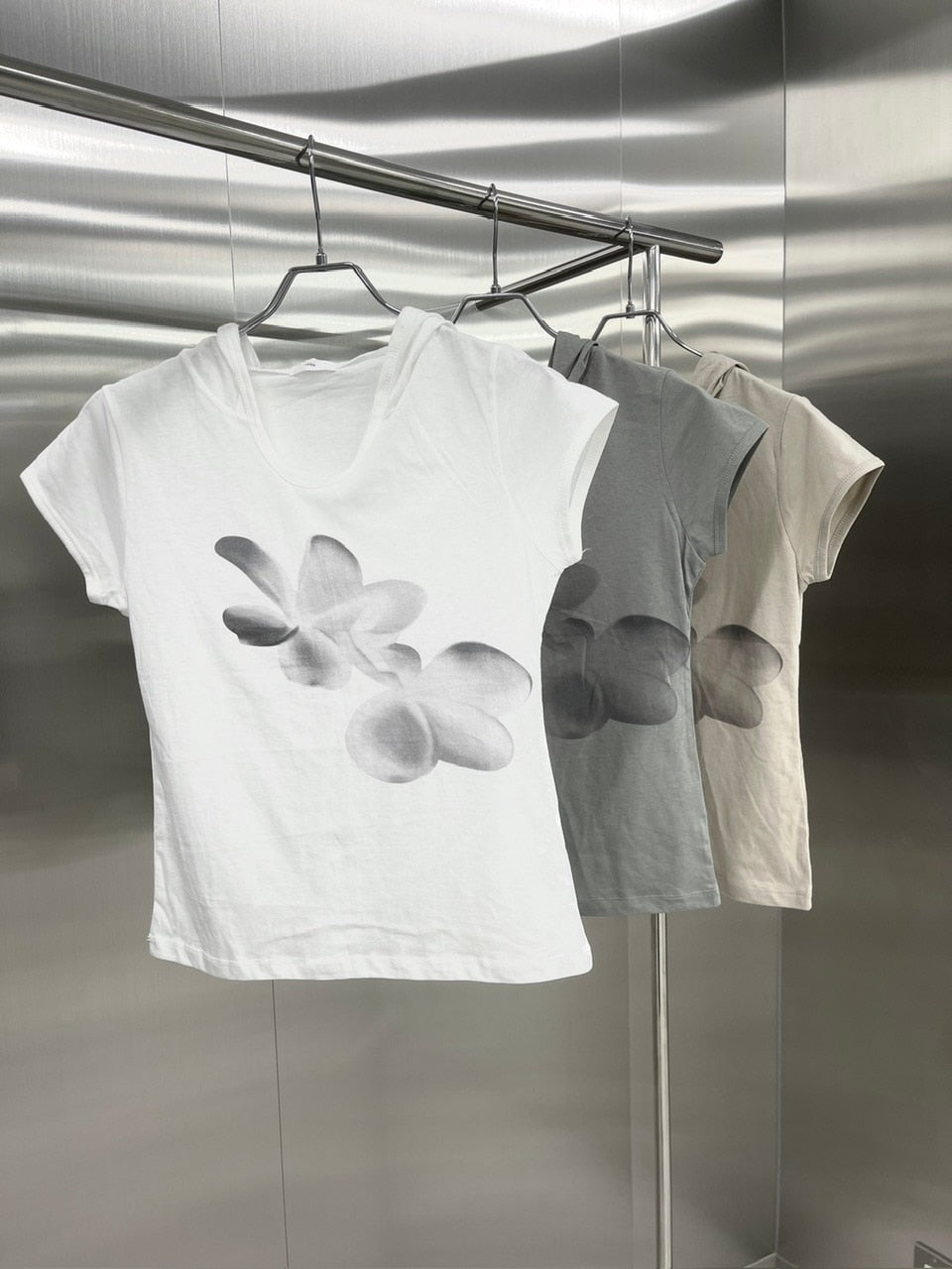 受注制【nmtc +】flower design half sleeve hoodie (3color)