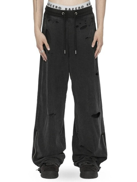 【RACER WORLDWIDE】Distressed 2 Layer Sweatpants