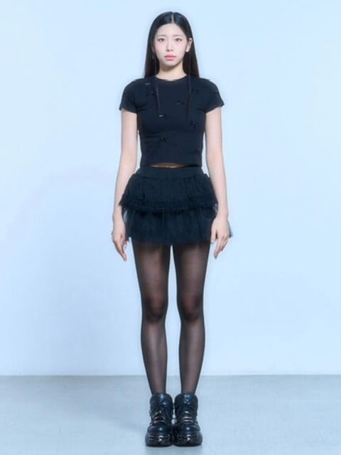 【SCHISM INDUCING】RIBBON CHARM T SHIRT