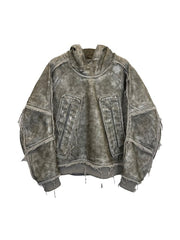 【BLR BLUER】RAW-CUT LEATHER HOODIE