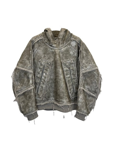 【BLR BLUER】RAW-CUT LEATHER HOODIE