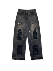 【BLR BLUER】DESTROYED HIDDEN POCKET CARPENTER PANTS