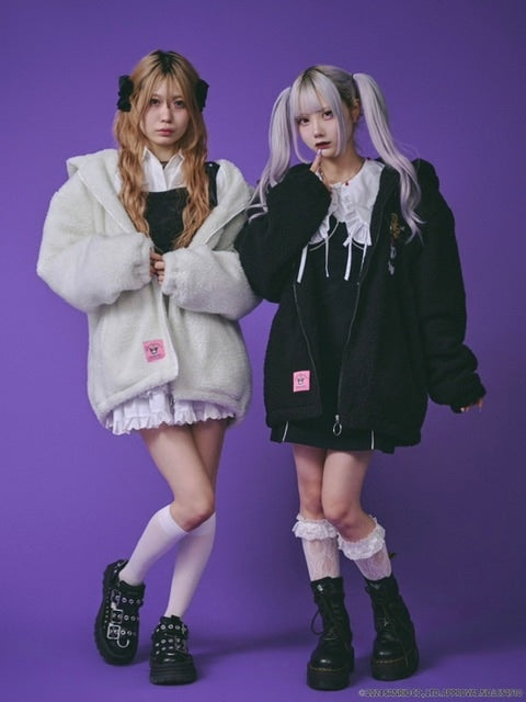 【GALFY×KUROMI】モコモコ丸ボアずきんパーカー / 【ガルフィー×クロミ】ファーロゴ長袖ジップアップパーカー