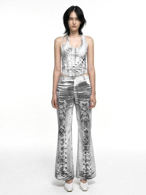 【NACHE】RACE UP PRINTED SLEEVELESS