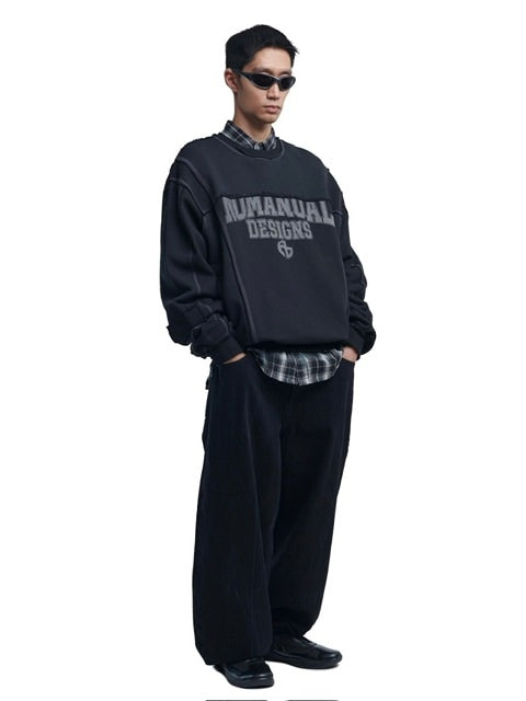 【NOMANUAL】RAW EDGE C.B SWEATSHIRTS / 【ノーマニュアル】ロゴプリント長袖スウェットシャツ