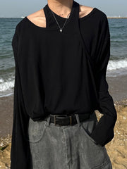 国際配送【LUV CODE】layered neck long sleeve top (2color)