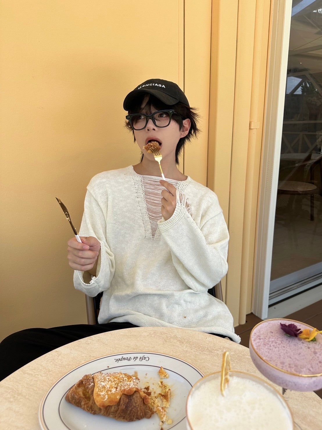 国際配送【LUV CODE】chest damage knit (2color)