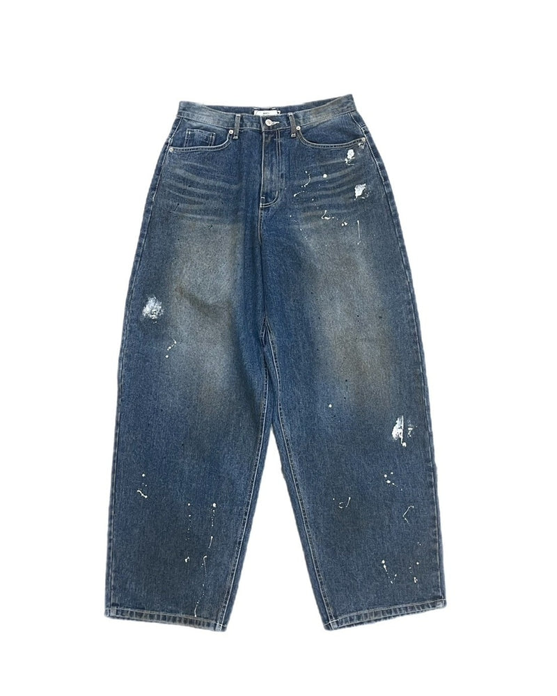受注制【Chikashitsu +】painted buggy denim pants / 【チカシツプラス】ペイントバギーパンツデニムパンツ
