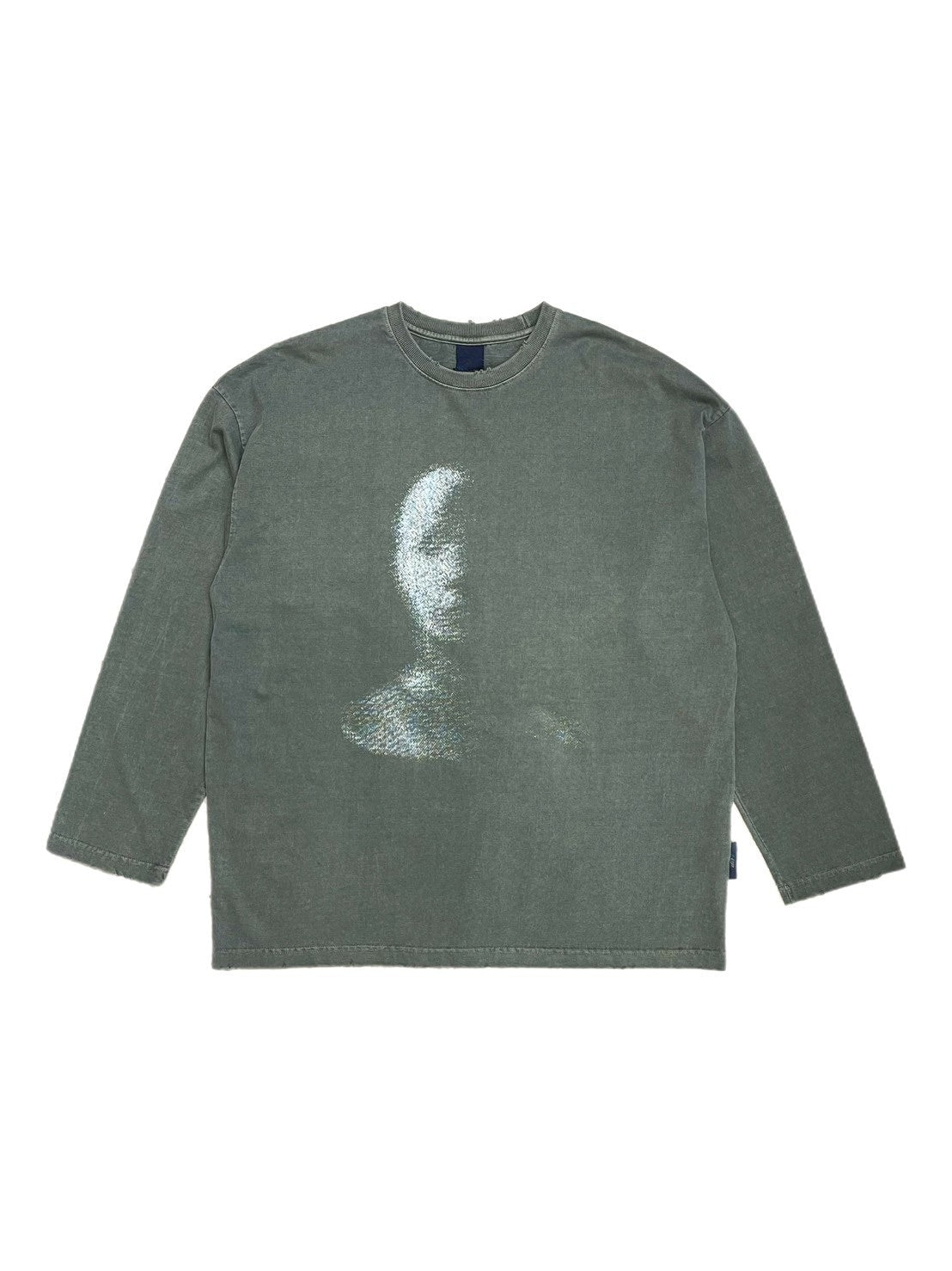 【Chikashitsu +】oversized shadow print damage long sleeve (2color) / 【チカシツプラス】オーバーサイズシャドウプリントダメージ長袖Tシャツ