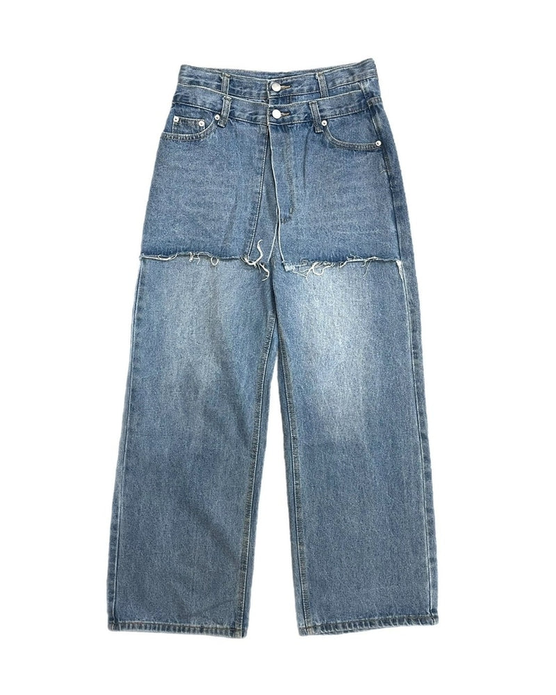 受注制【oaks】skirt layered denim pants