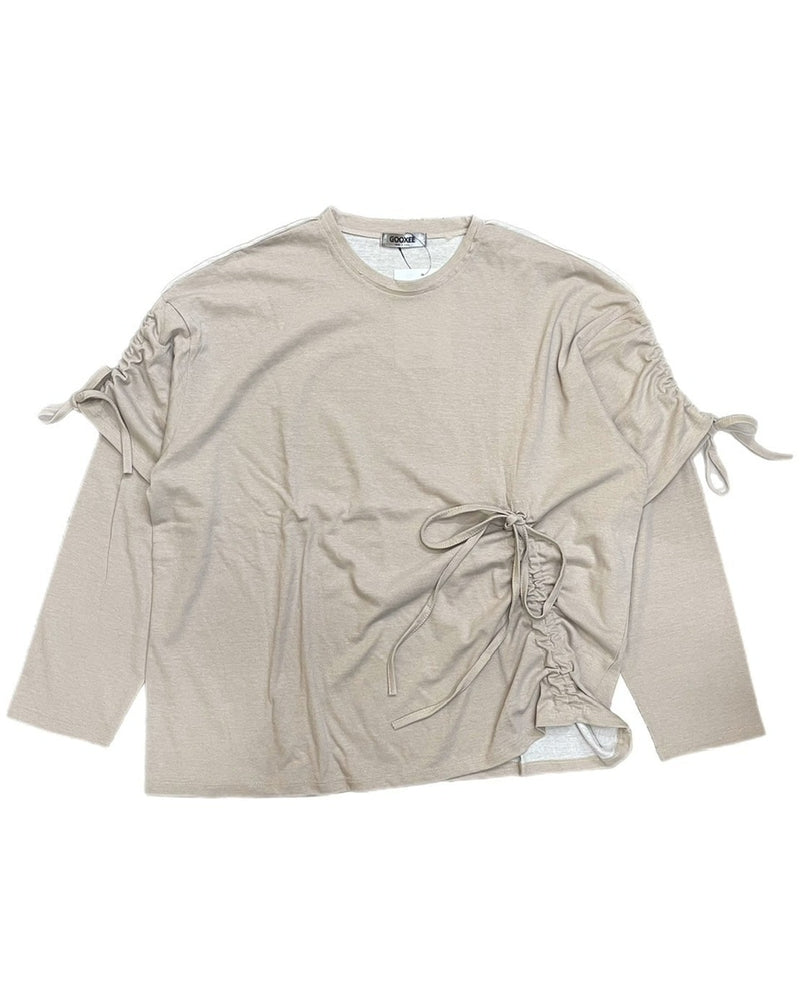 受注制【oaks】oversized shirring layered long sleeve (3color)