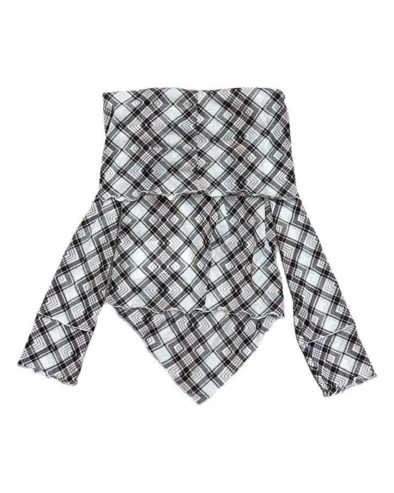 受注制【oaks】argylle off shoulder tops (2color)