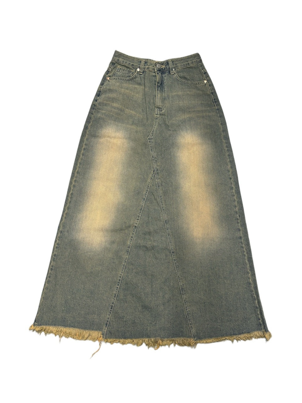 受注制【oaks】vintage wash denim maxi skirt (2color)