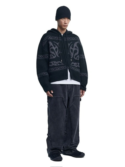 NOMANUAL】COWICHAN HOODED ZIP-UP – PRESSING WEB SHOP