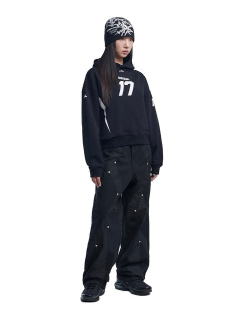 【NOMANUAL】17 FOOTBALL HOODIE / 【ノーマニュアル】ロゴプリント長袖パーカー