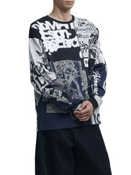 【NOMANUAL】MIXED GRAPHIC LONG SLEEVE TEE