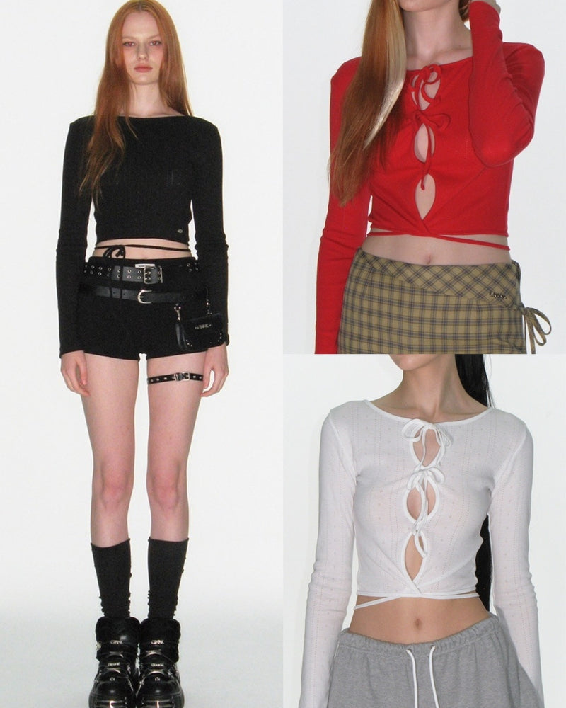 【CRANK】EYELET STRING CROP TOP