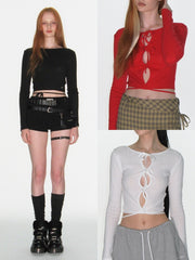 【CRANK】EYELET STRING CROP TOP