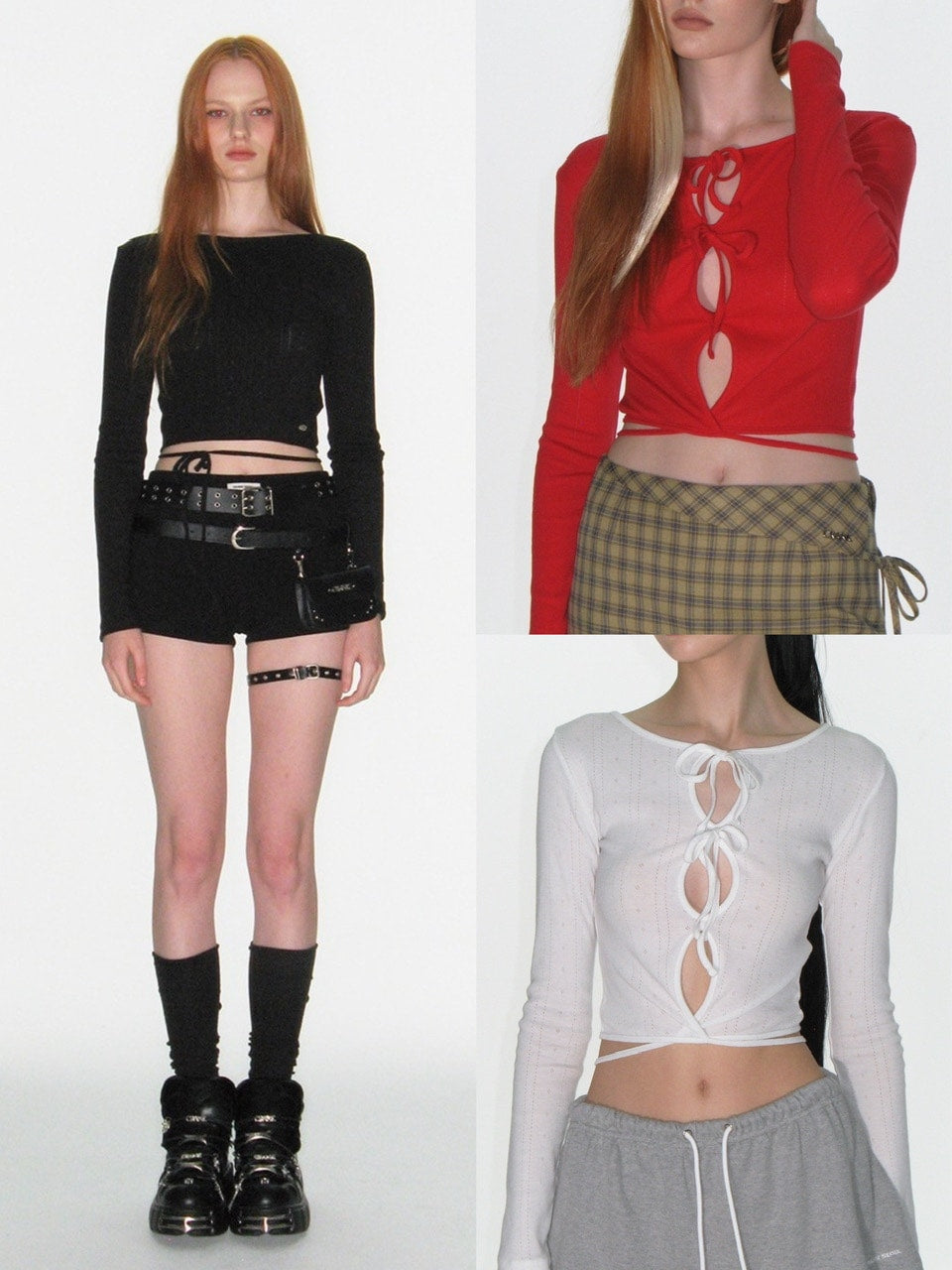 【CRANK】EYELET STRING CROP TOP
