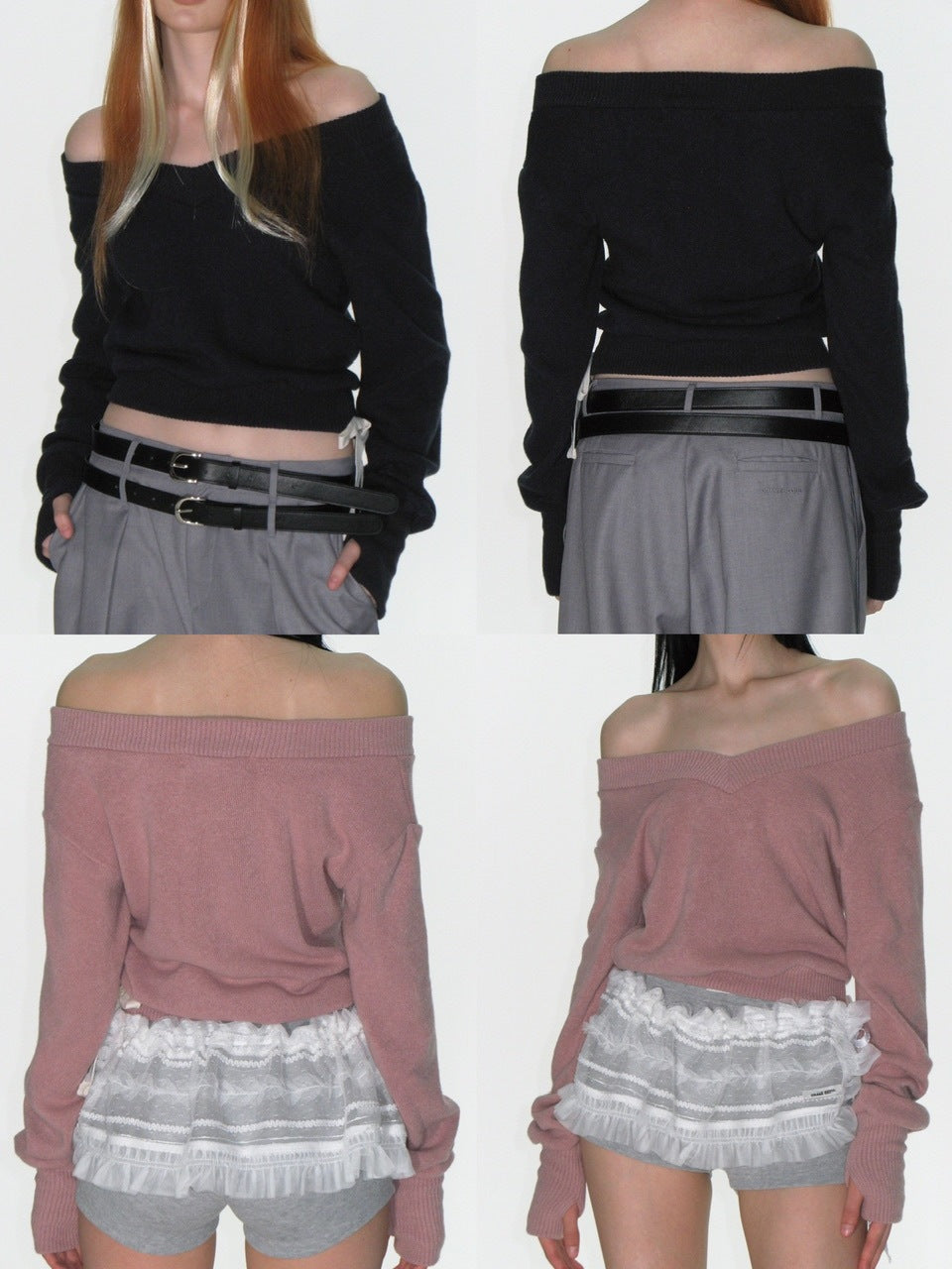 【CRANK】RIBBON WARMER V-NECK KNITWEAR