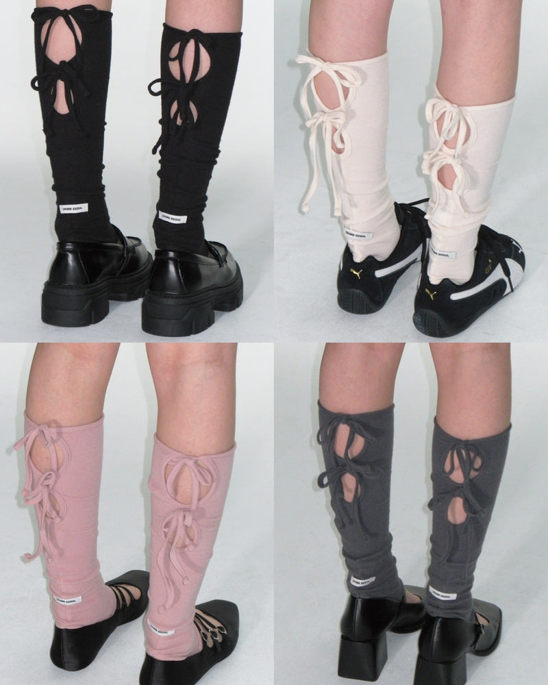 【CRANK】KNIT RIBBON LEG WARMERS
