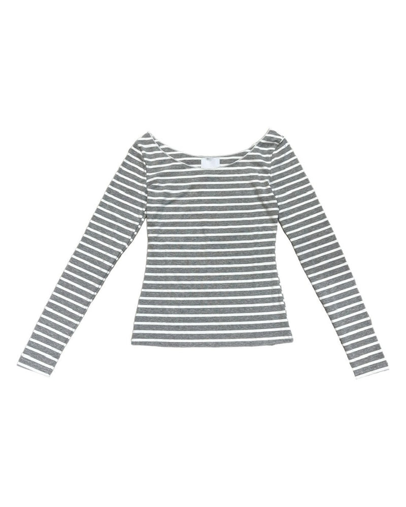 受注制【oaks】off shoulder border long sleeve (2color)