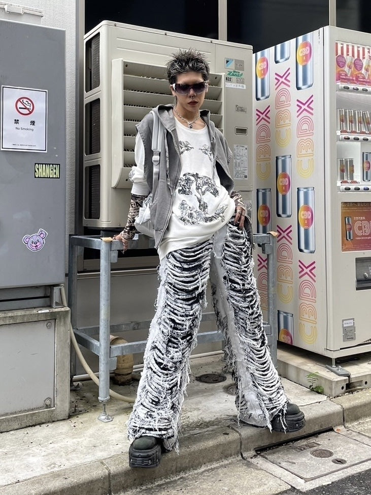 受注制【Never mind the XU】pigment sleeveless zip up hoodie (2color)