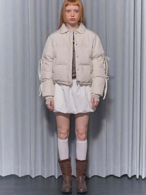 【FANCY CLUB】RIBBON COLLAR SHORT PUFFER